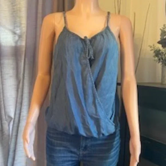 Lovestitch Strappy Chambray Tank Top - Picture 1 of 2